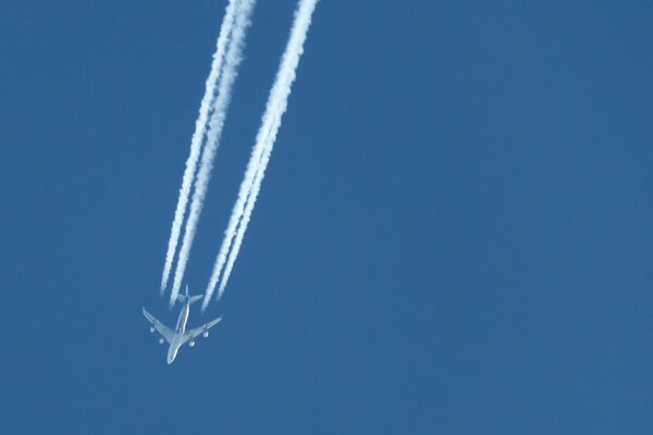 Contrail from an airplane in a clear sky