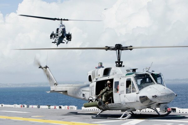 Bell UH-1N Twin Huey attack helicopters