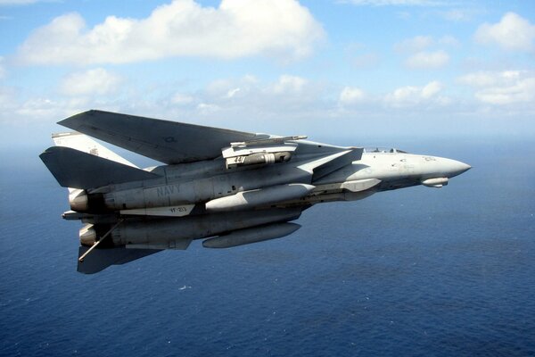 Carrier-based fighter-bomber in flight