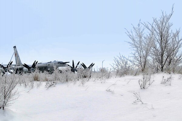 Strategic bomber aircraft in the snow