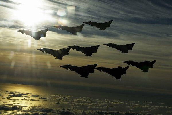 Flight of a group of saab jas 39 gripen aircraft