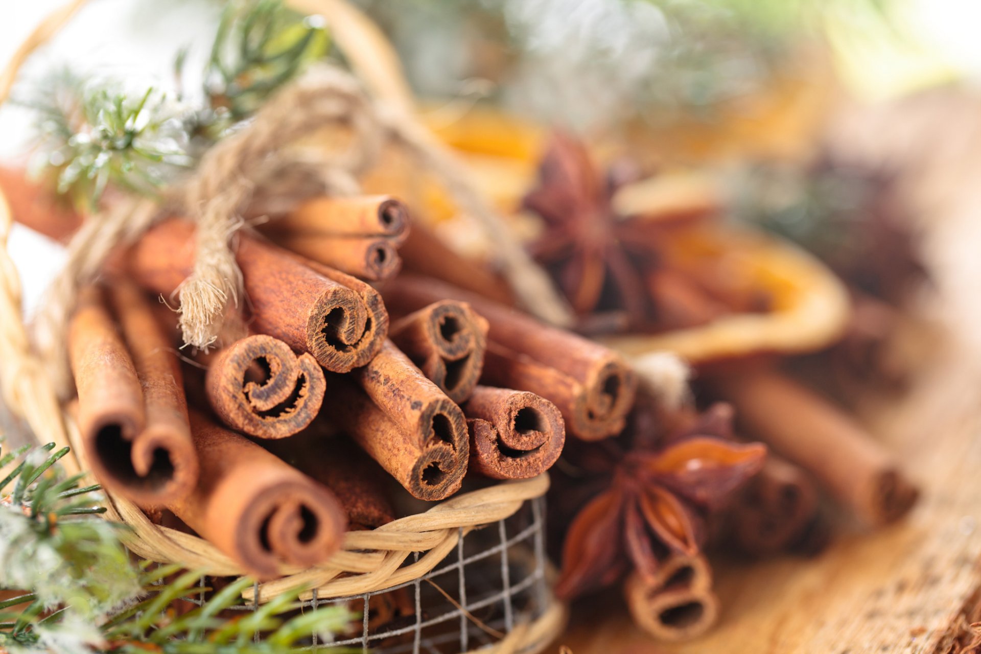 feliz navidad año nuevo 2016 canela pajitas cesta agujas de pino abeto