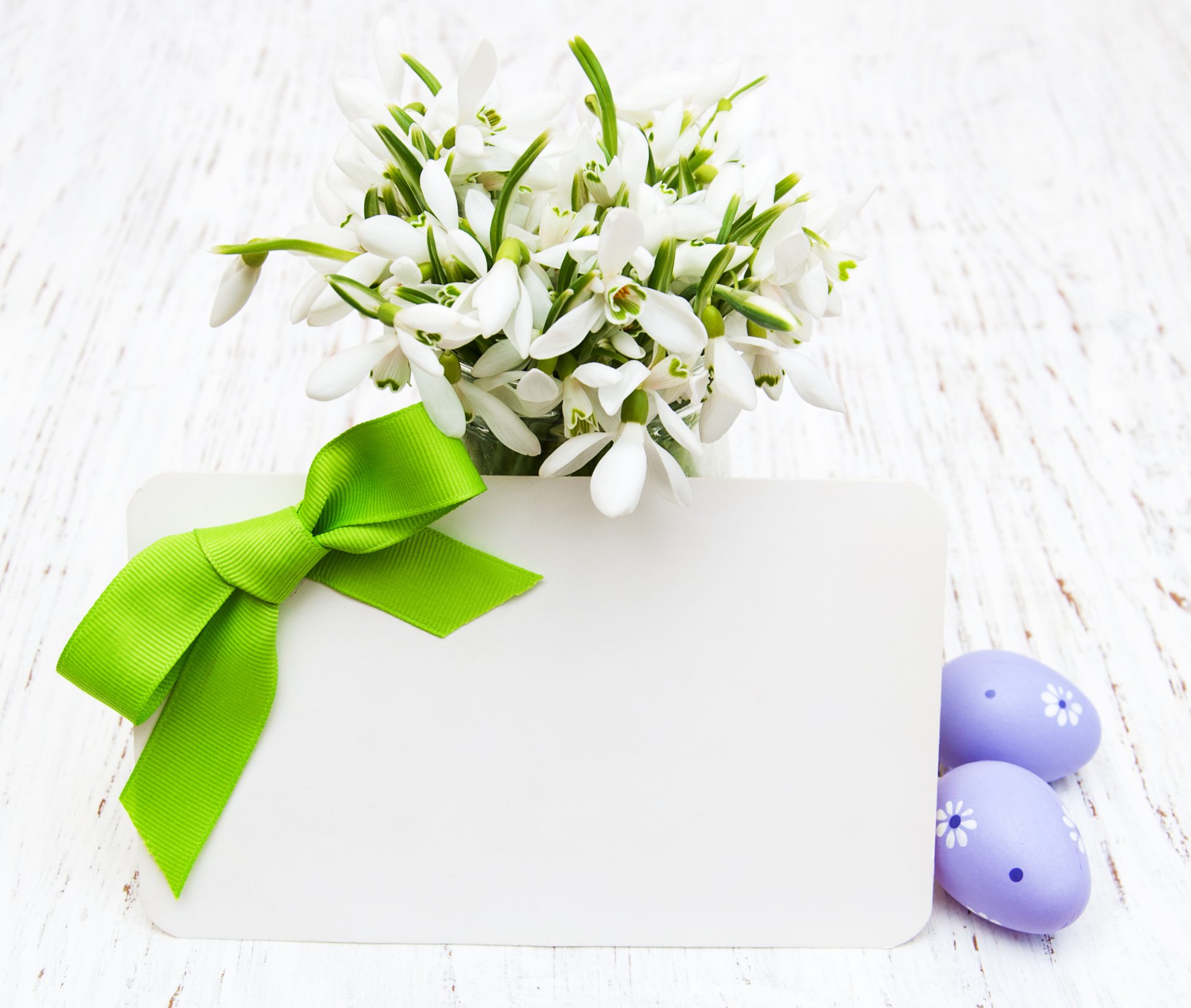 easter eggs card flowers spring snowdrop