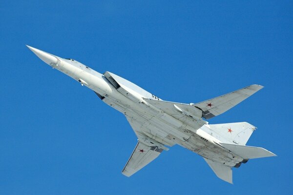 Russian plane on the background of blue sky