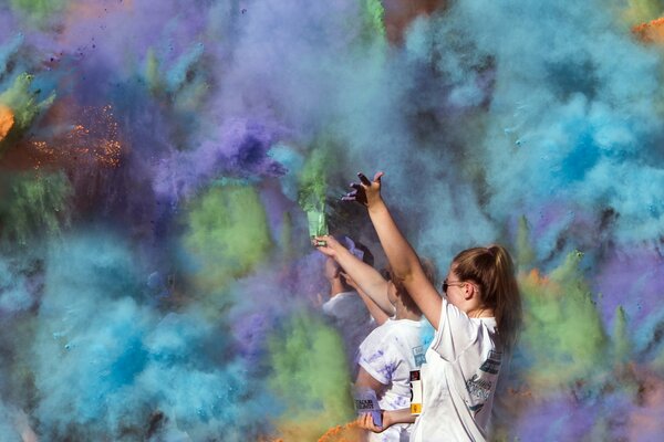 Colored smoke and dust for the holiday