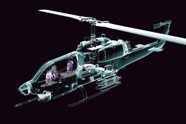 A detailed drawn combat helicopter