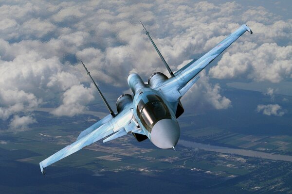 Russian Su-34 fighter in the sky