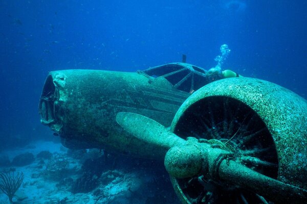 Photo de l avion sur le fond marin