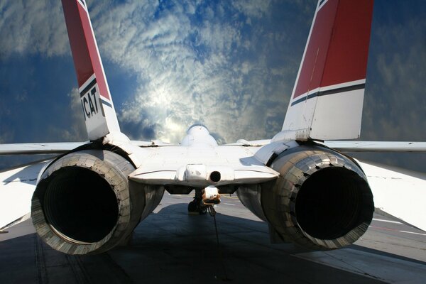 Airplane turbines close-up