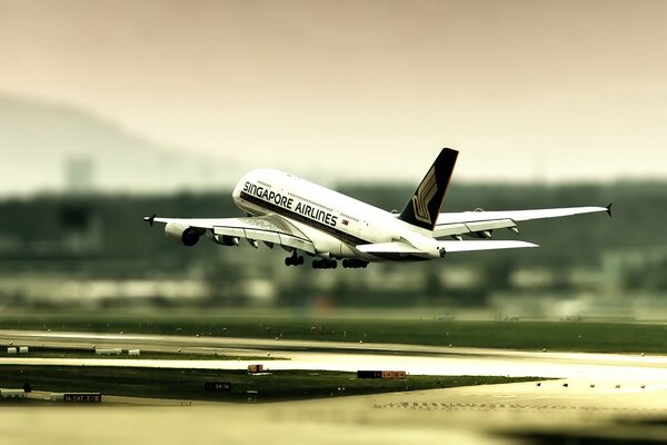 Takeoff of the airbus 380 at Zurich airport