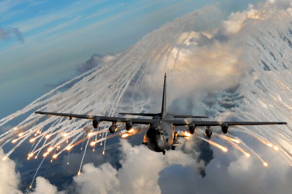 In the blue sky, the plane is being led into battle by the pilot