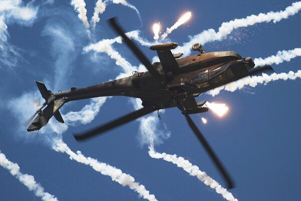 Apache attack Helicopter releases heat traps