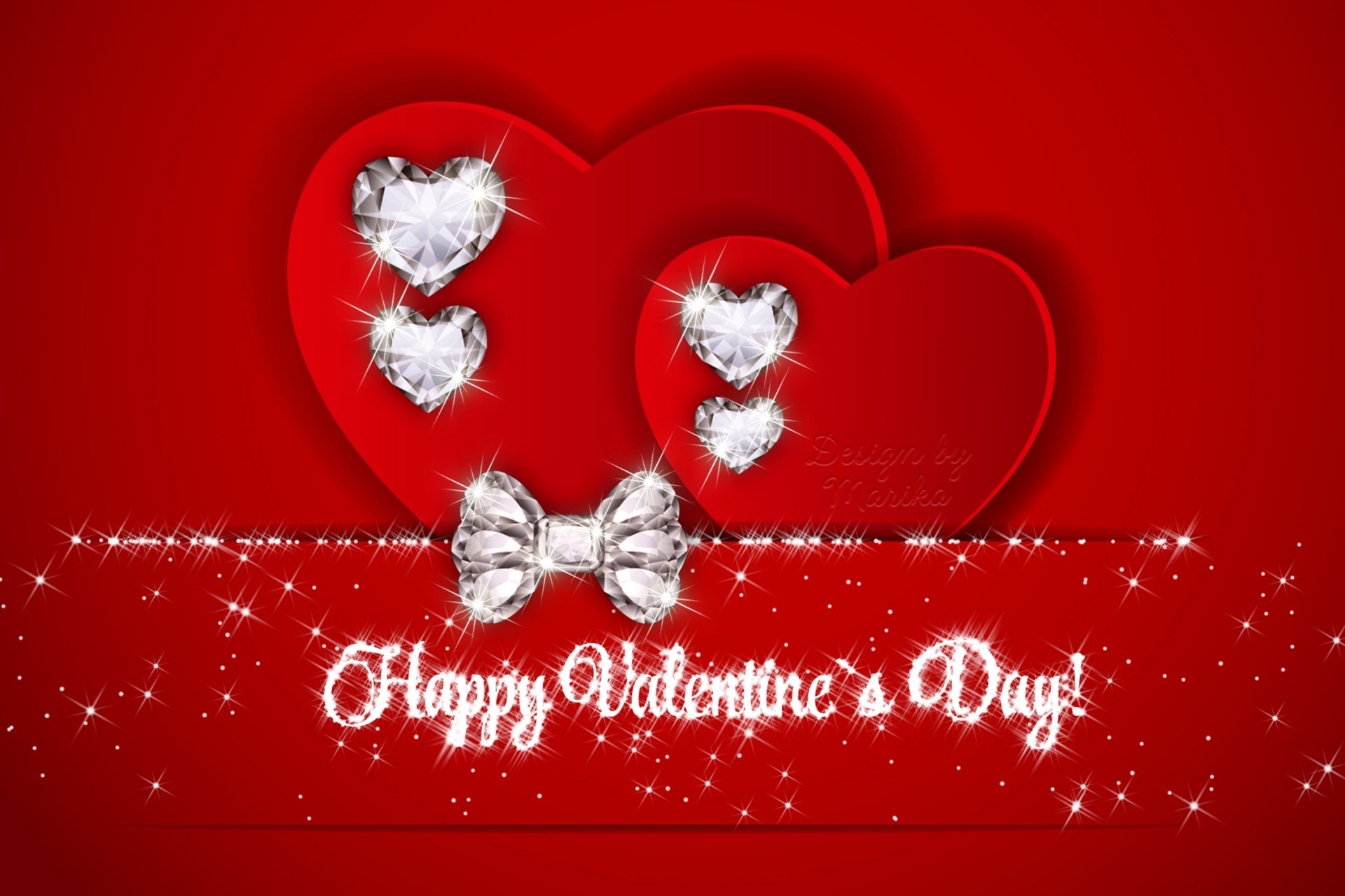 happy valentine s day design by marika love heart romantic diamonds red bow shine