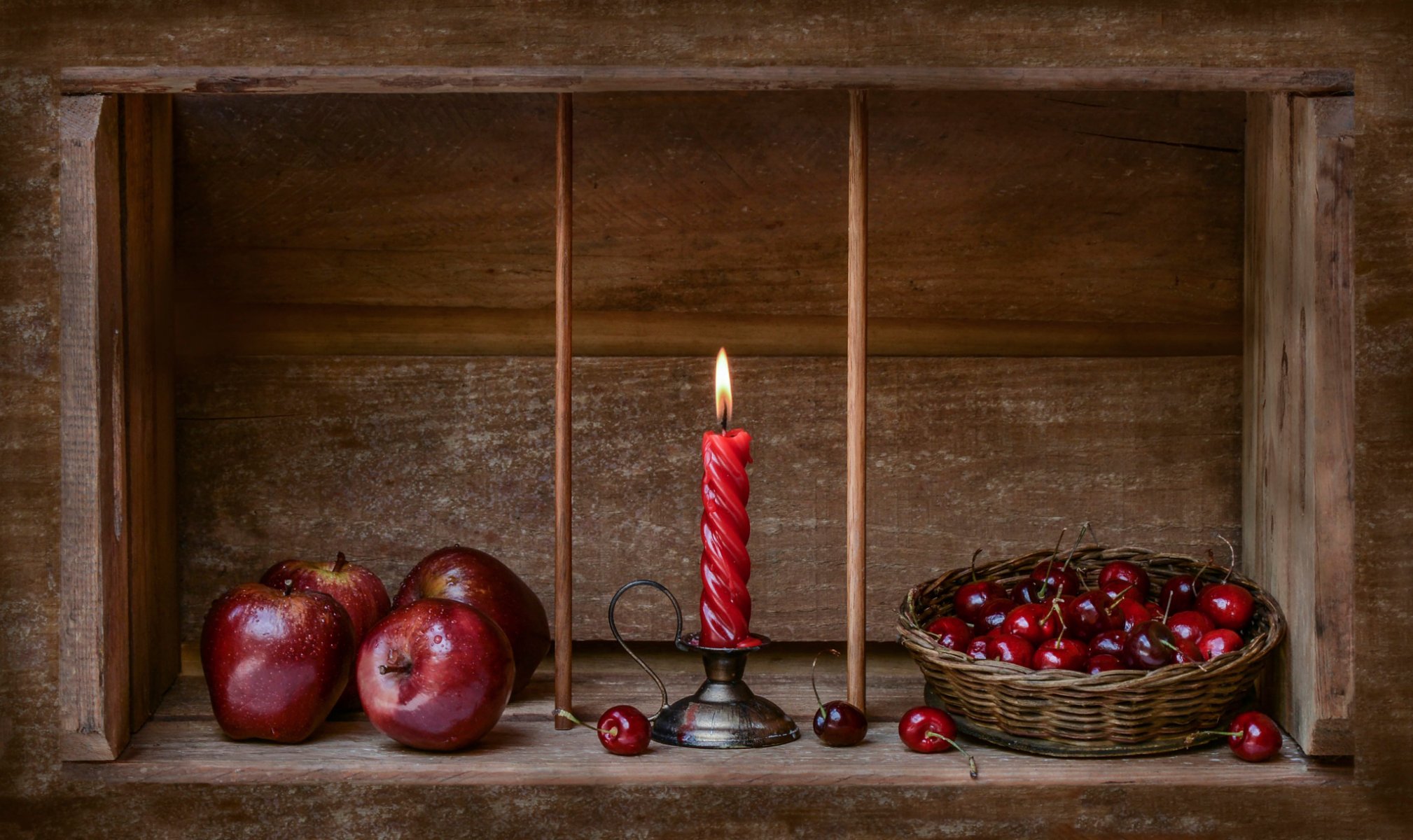 joyeux noël noël bougie pommes cerises