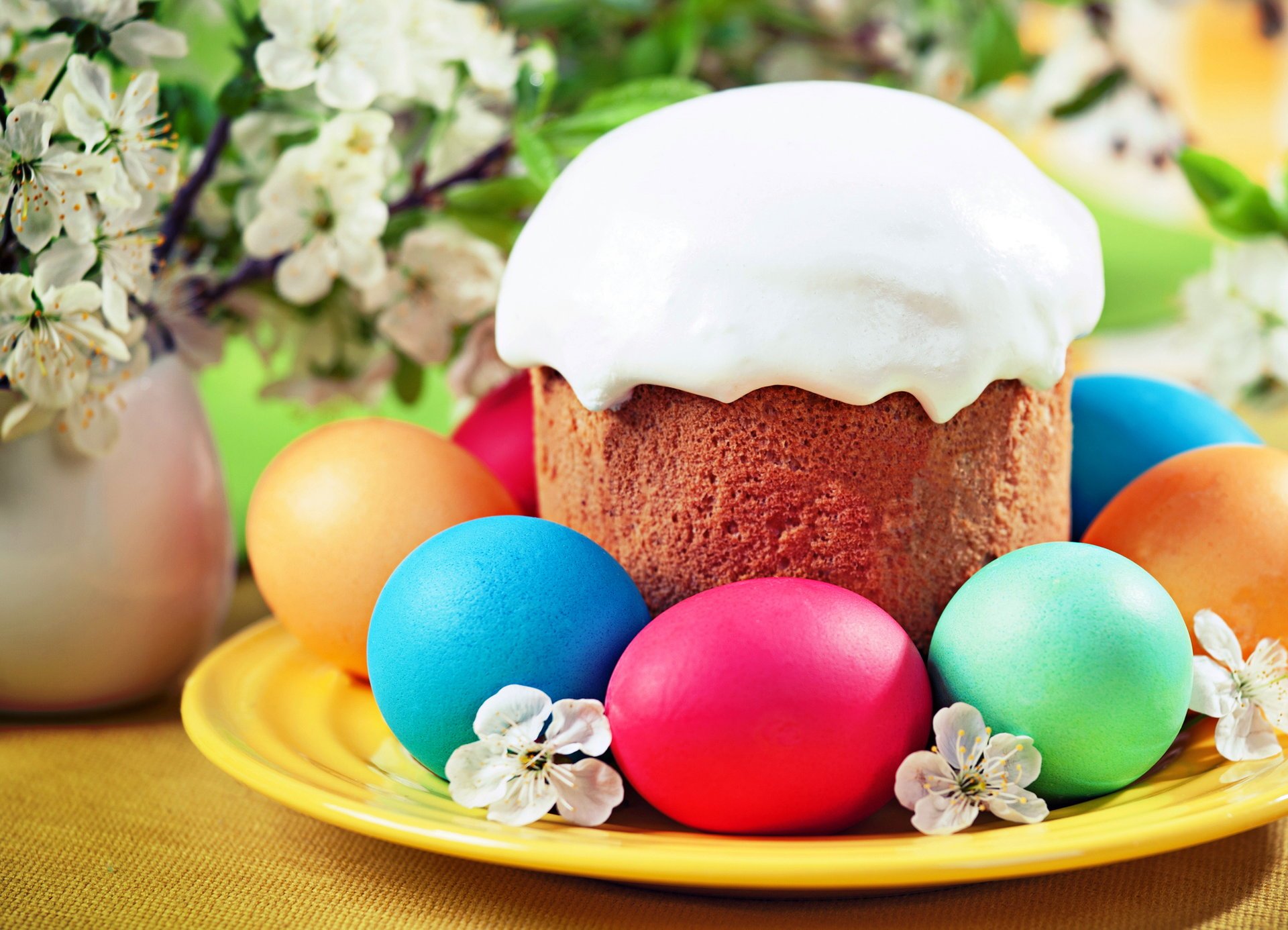 ostern eier kuchen glasur blumen frühling