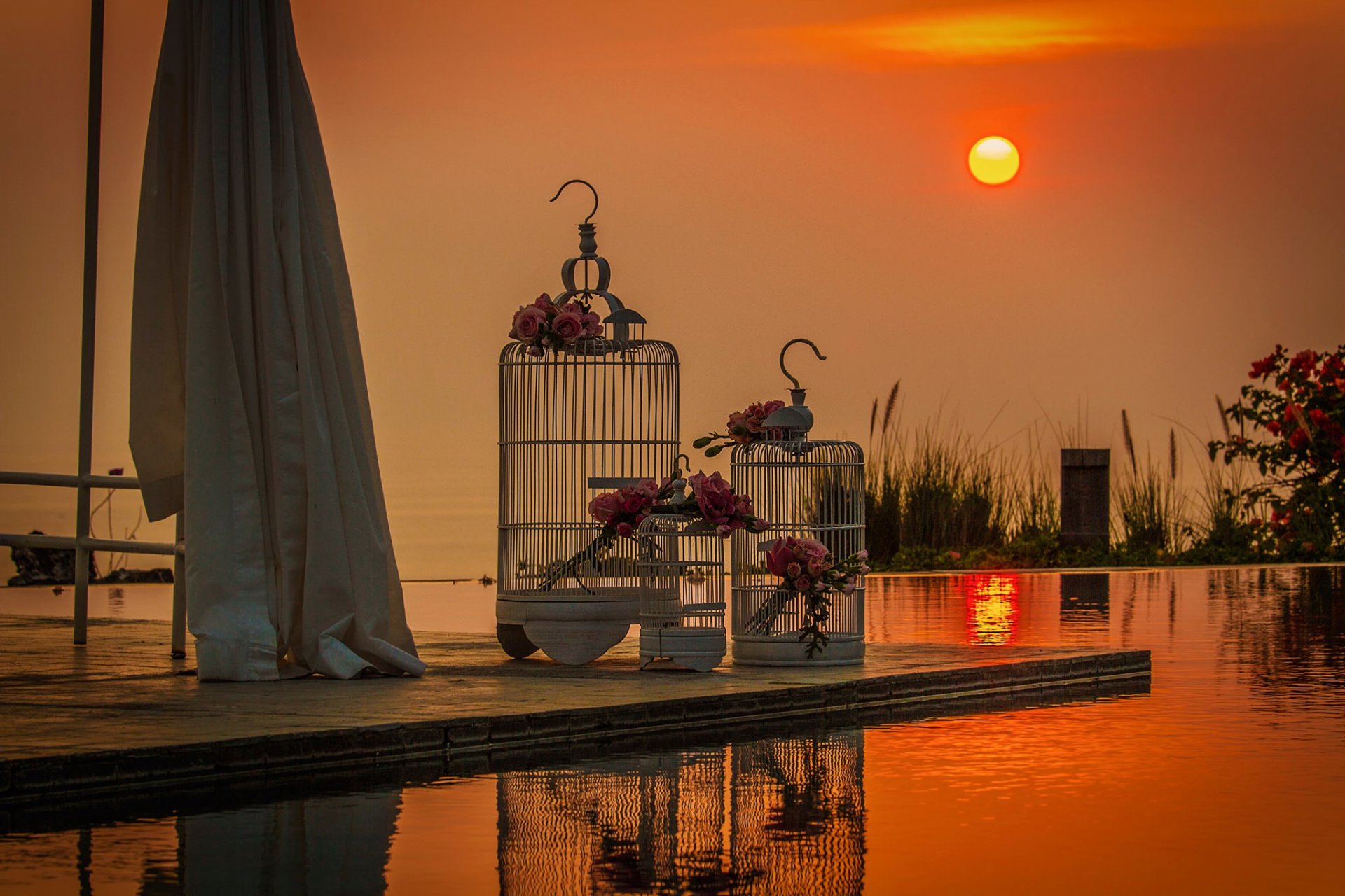 mariage bouquets soleil coucher de soleil