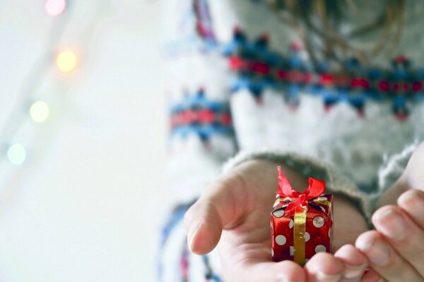 Mikro-Geschenk in der Hand