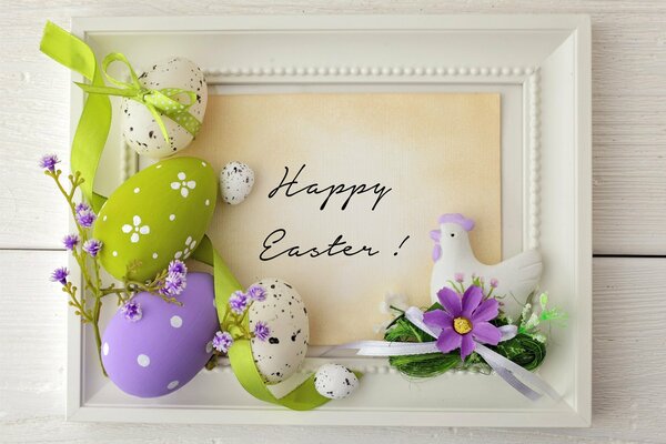 Beautiful photo frame in Easter decoration