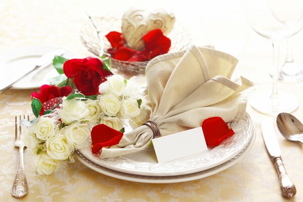 Serving a table with flowers in a restaurant