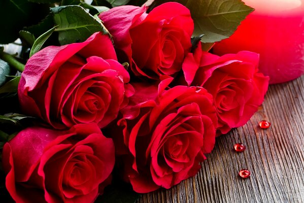 Bouquet of red roses close-up