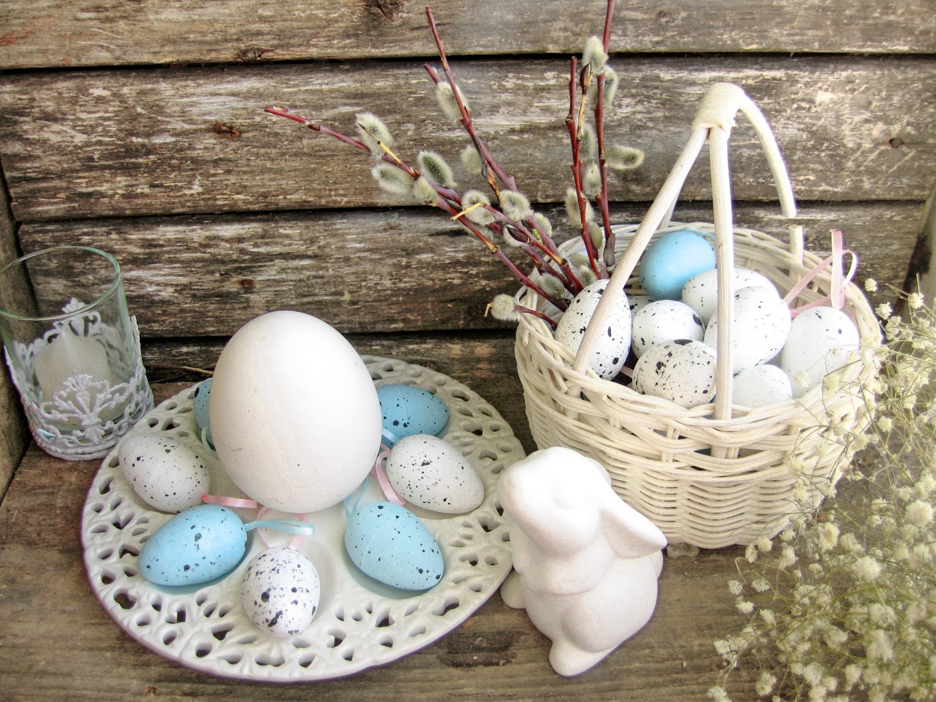 easter spring flowers eggs pastel blue delicate flower tree