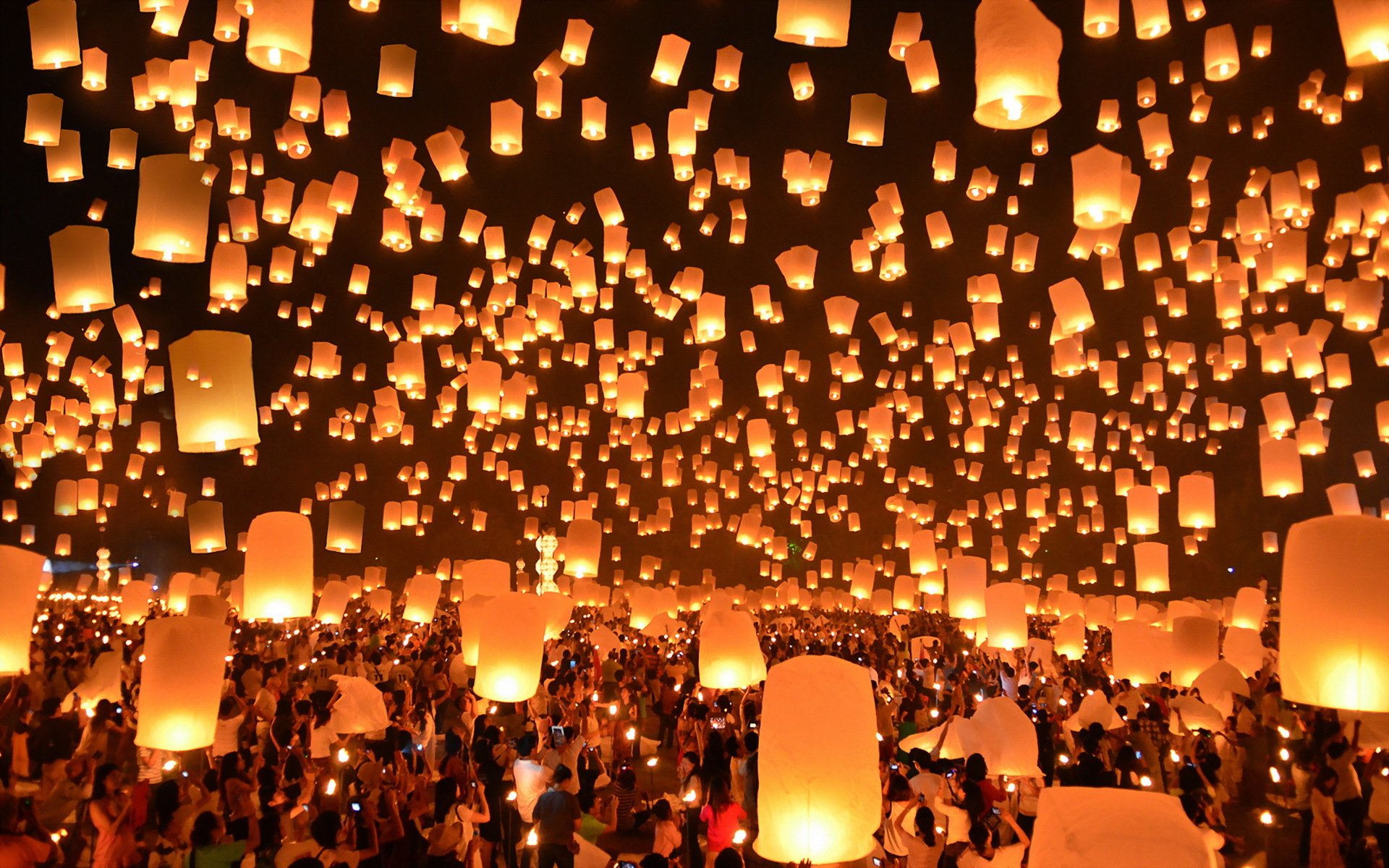 flotante linternas festival tailandia
