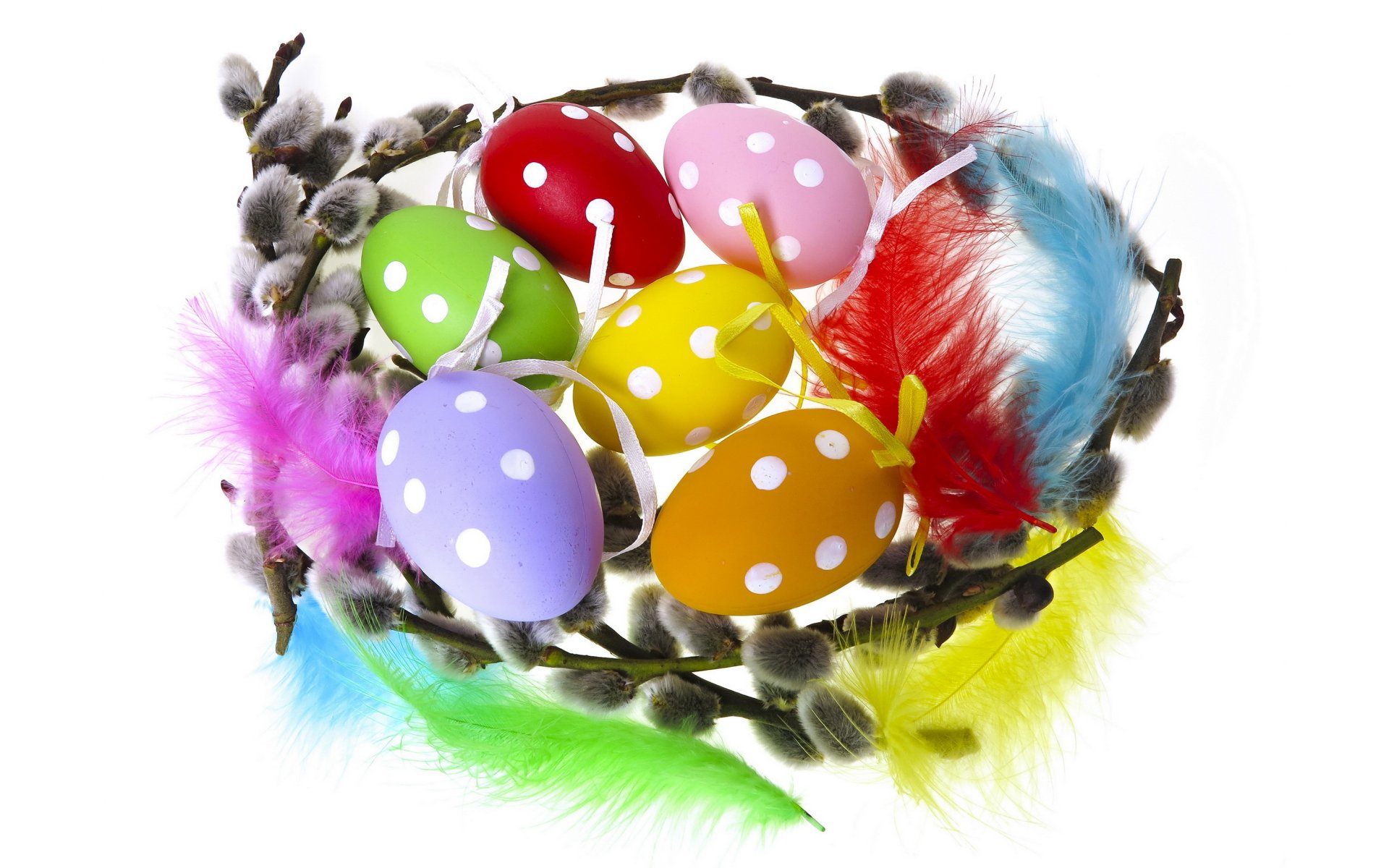 easter eggs colorful willow twig willow