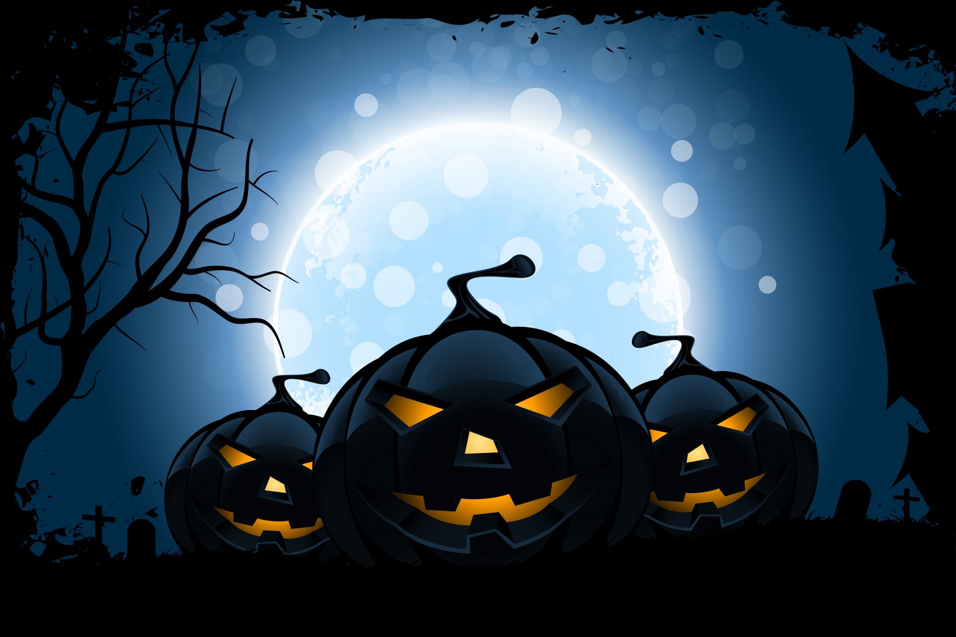 holiday halloween funny pumpkin tree moon smile horror holiday horror