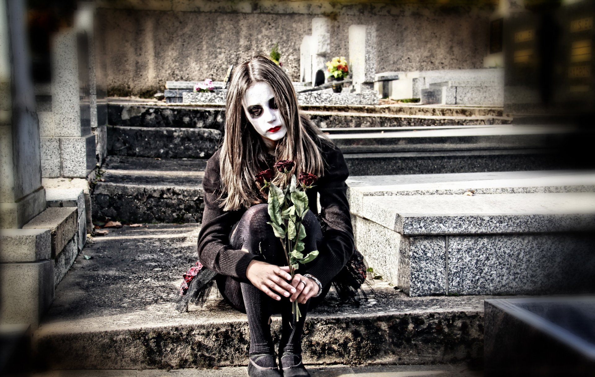 hallowen dziewczyna maska