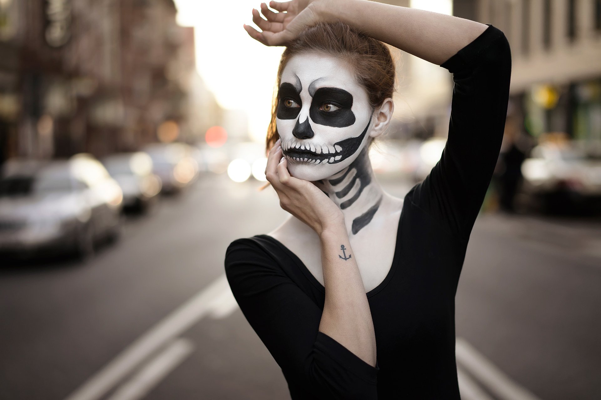 halloween tattoo porträt make-up