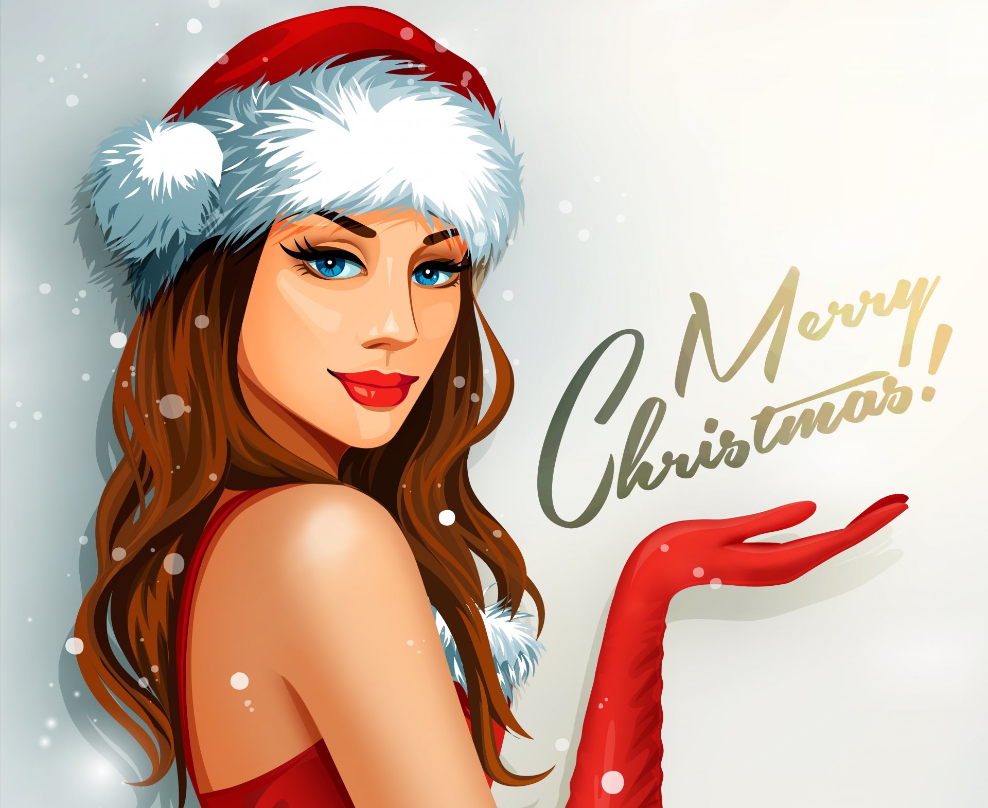 buon natale vacanza ragazza vettore guanti sguardo