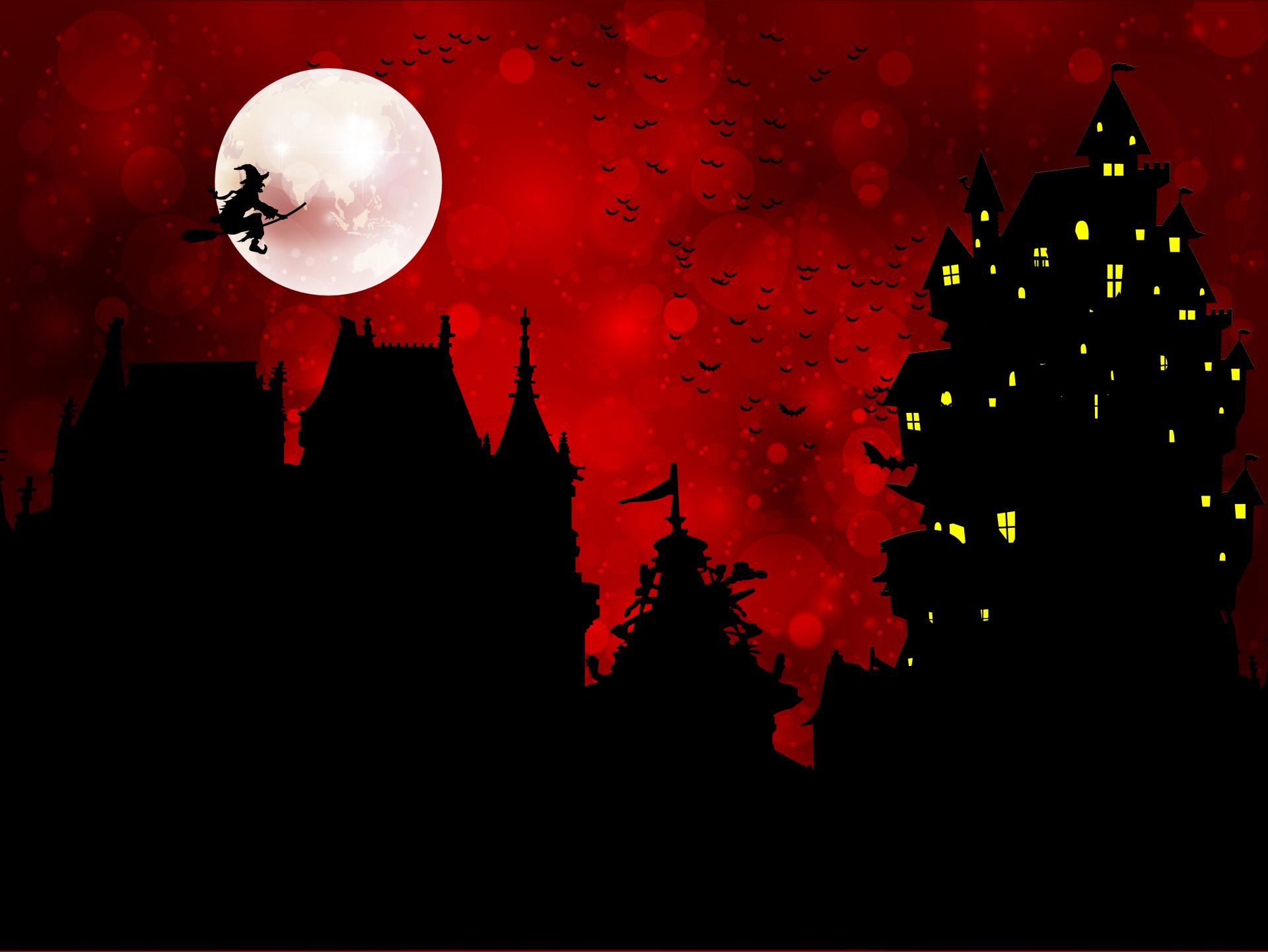 vacances halloween château oiseaux baba yaga lune