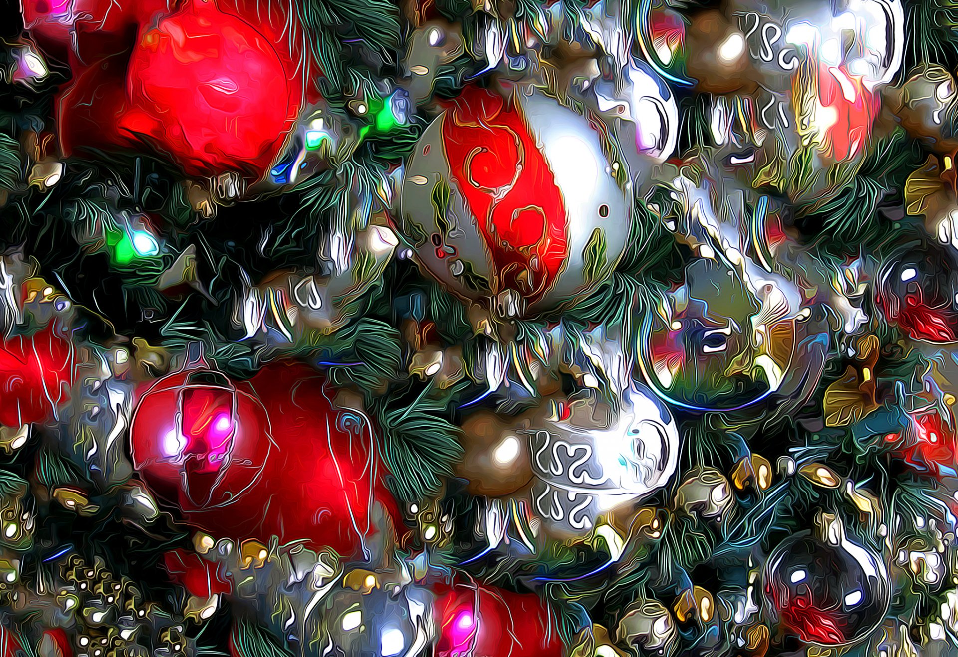 christmas new year christmas tree decoration balls rendering