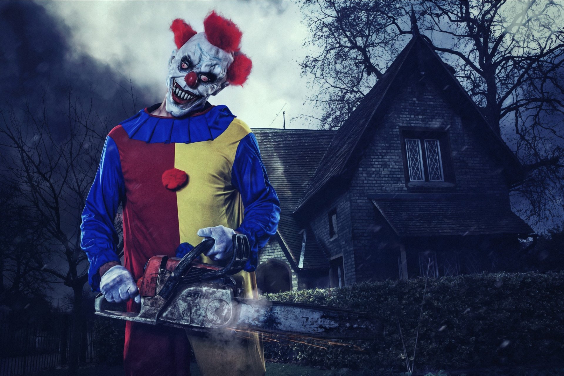 halloween killerclown halloween clown calme tronçonneuse maison masque