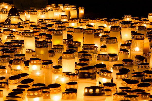 Commemorative candles in beautiful lanterns