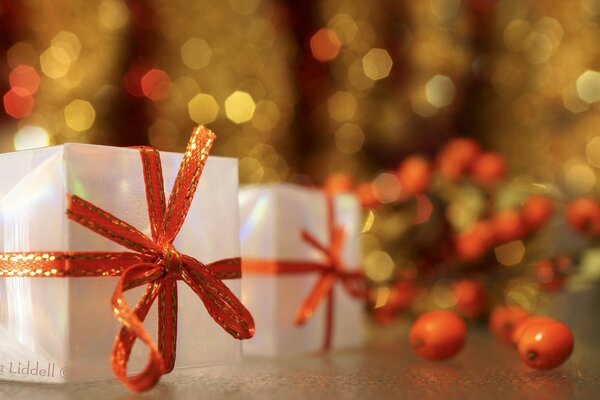 Les cadeaux attendent déjà les gars sous le sapin de Noël