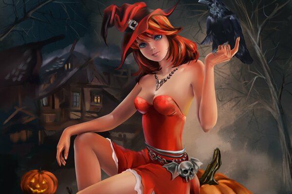 Una bella strega arrabbiata ad Halloween