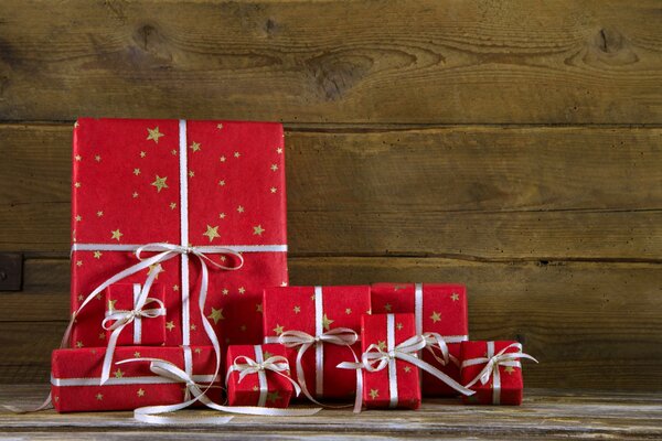 New Year s gifts in red packaging