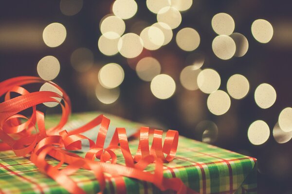Regalo de año nuevo. Luces bokeh