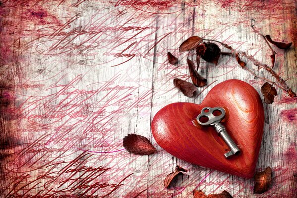 La clé se trouve sur le coeur dans le coin de l image