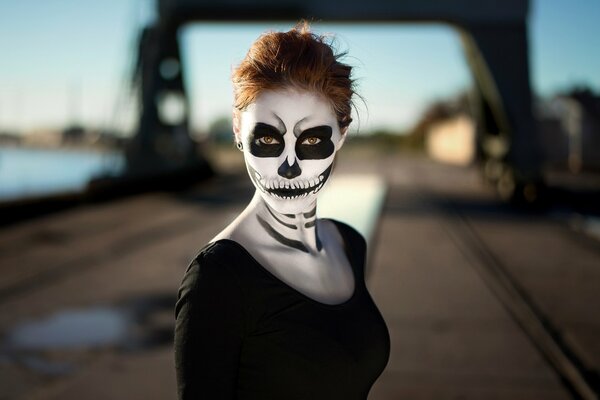 Girl in makeup for Halloween
