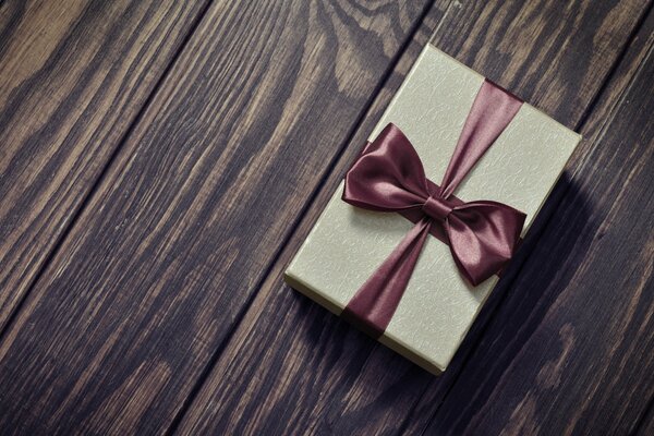New Year s gift with ribbon and bow