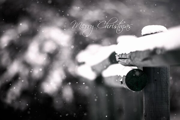 Inscription joyeux Noël sur fond de neige