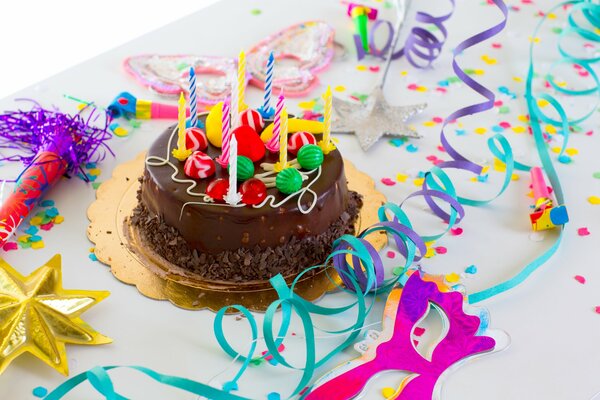 Happy Birthday! Chocolate cake with candles