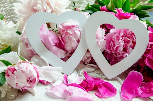 Hearts for a holiday with flowers