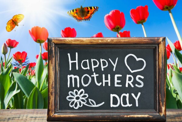 Congratulations for mom on the blackboard