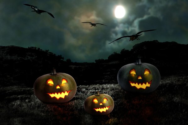 Fête d Halloween avec des citrouilles sur fond sombre