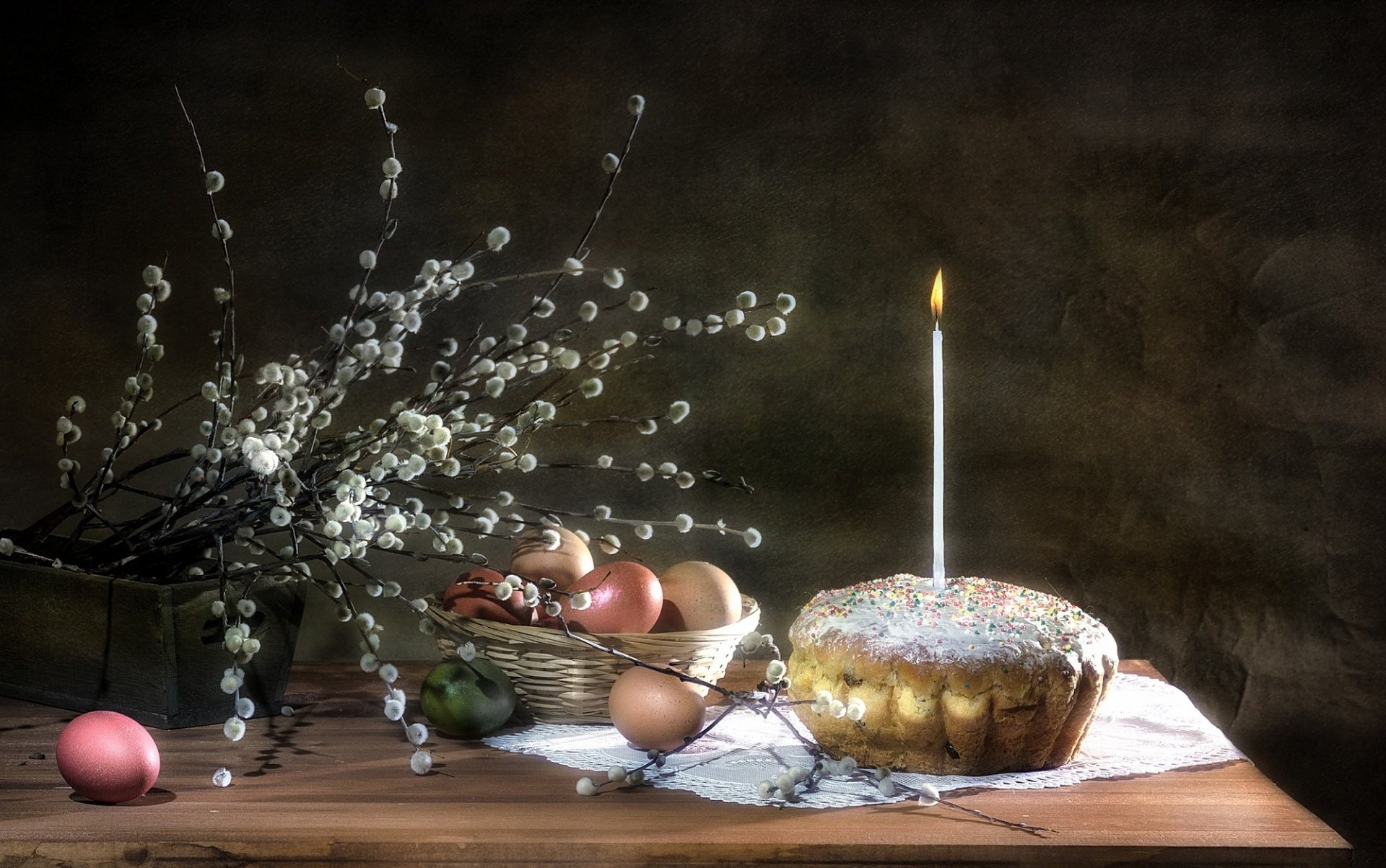 saule oeufs gâteau bougie pâques