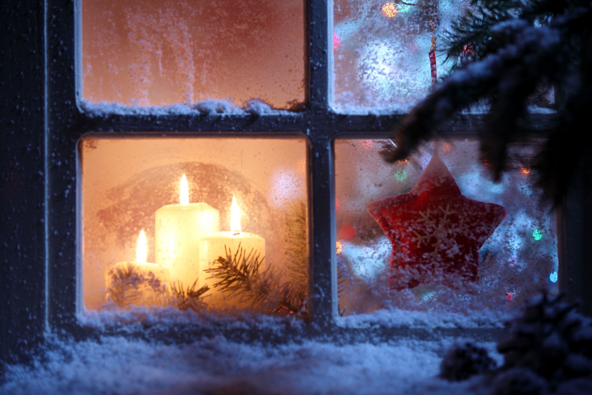 buon natale spirito di natale nuovo anno finestra stella fiocco di neve candela finestra stella fiocco di neve neve