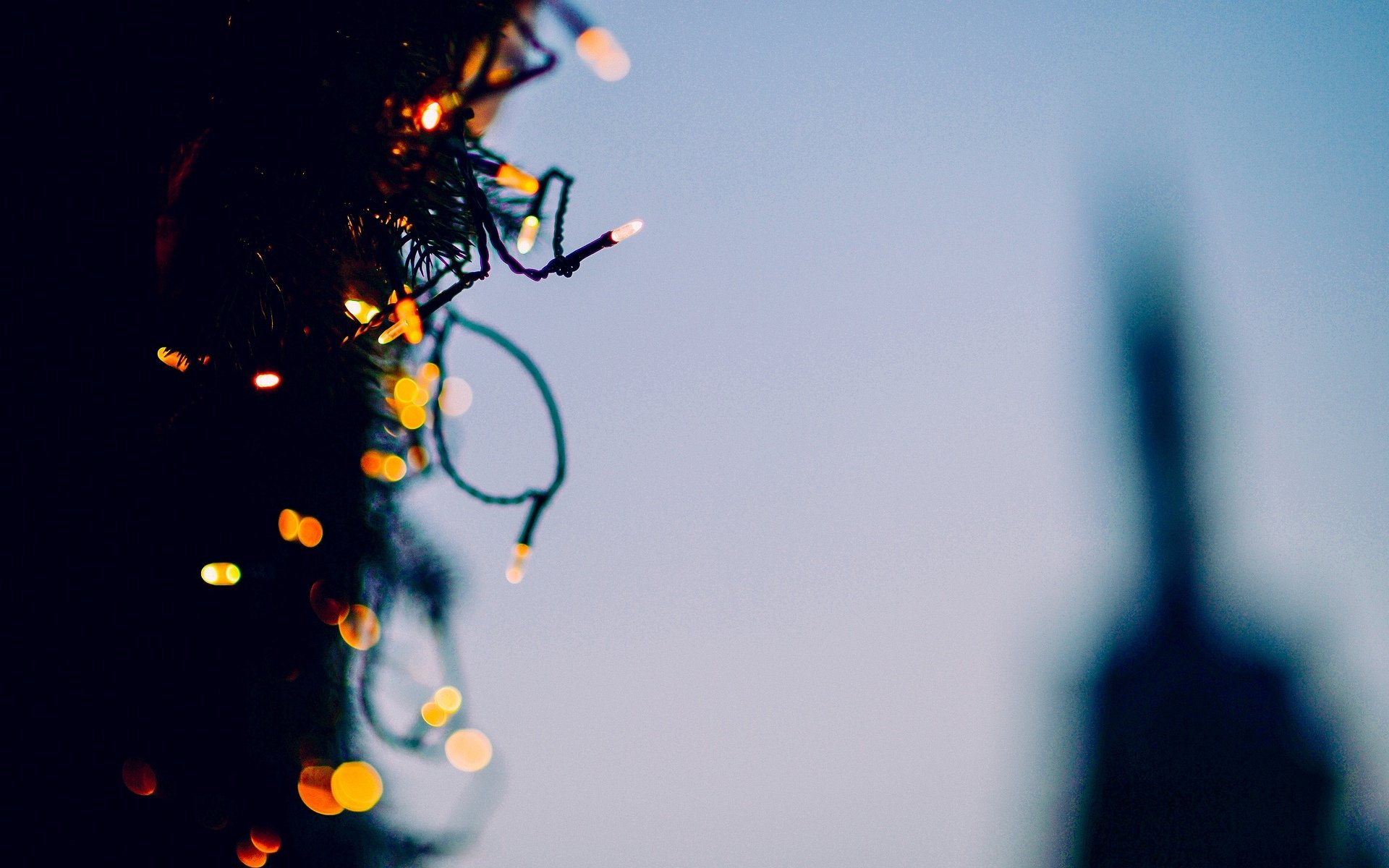 vacances guirlande arbre de noël arbre décoration nouvel an lumières flou bokeh fond papier peint écran large plein écran écran large